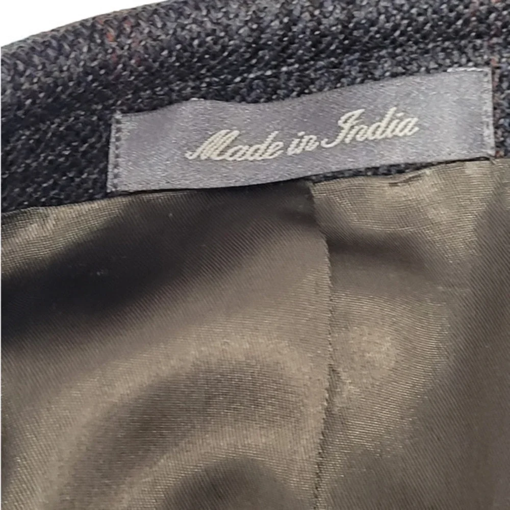 Men's Oscar De La Renta Gray Lambs wool Plaid Three Button Vintage Blazer Jacket
